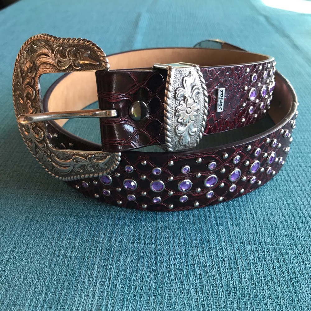 Ariat purple studded belt